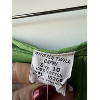 VINTAGE *NEW* 1960's Green Stretch Twill Capri Bell Bottom Cotton Pants Size 10