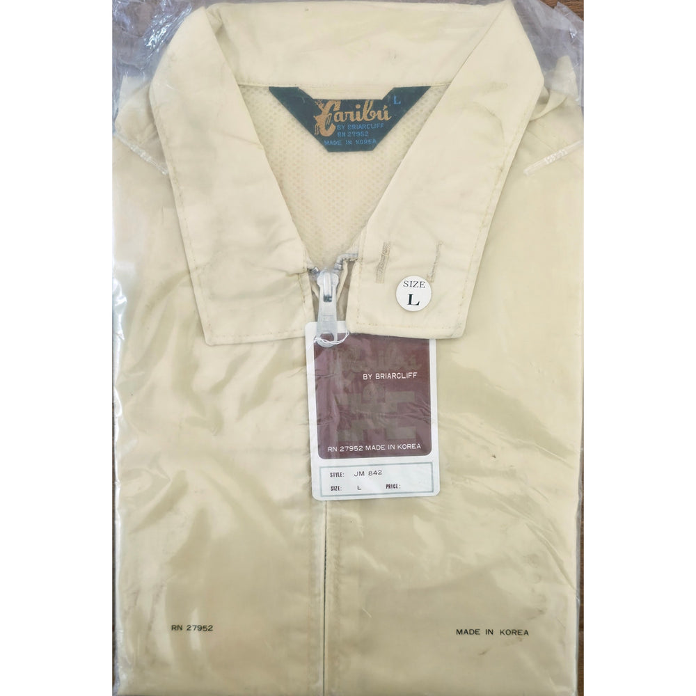VINTAGE *NEW* 1970's Men's Caribu Yellow All Weather Zip Hood Jacket Size L