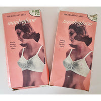 VINTAGE *NEW* 1970's Maidenform P7136 Tricolastic Lace Stretch Black Bra 38 B Set of 2