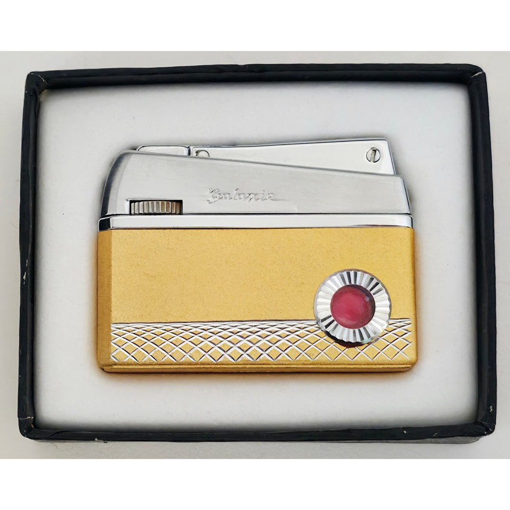 VINTAGE *NEW* 1950's Galaxie Yellow and Silver Butane Lighter Japan