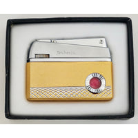 VINTAGE *NEW* 1950's Galaxie Yellow and Silver Butane Lighter Japan