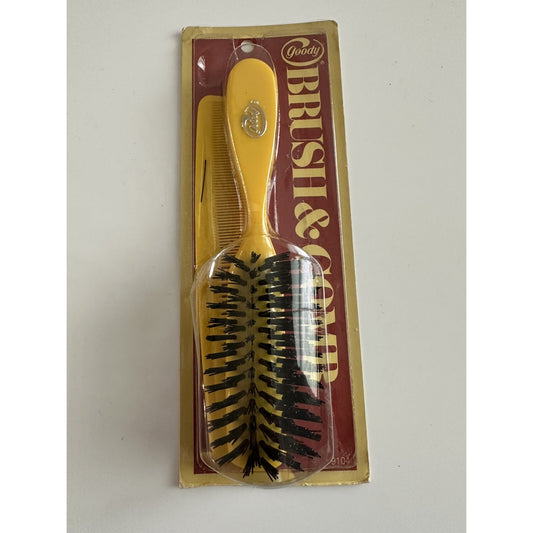 VINTAGE *NEW* 1975 Goody Brush & Comb Boar/Nylon Bristle Matching Set
