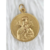 VINTAGE *NEW* 1950's Our Lady of Perpetual Help Gold-Toned Pendant 1.25" Italy