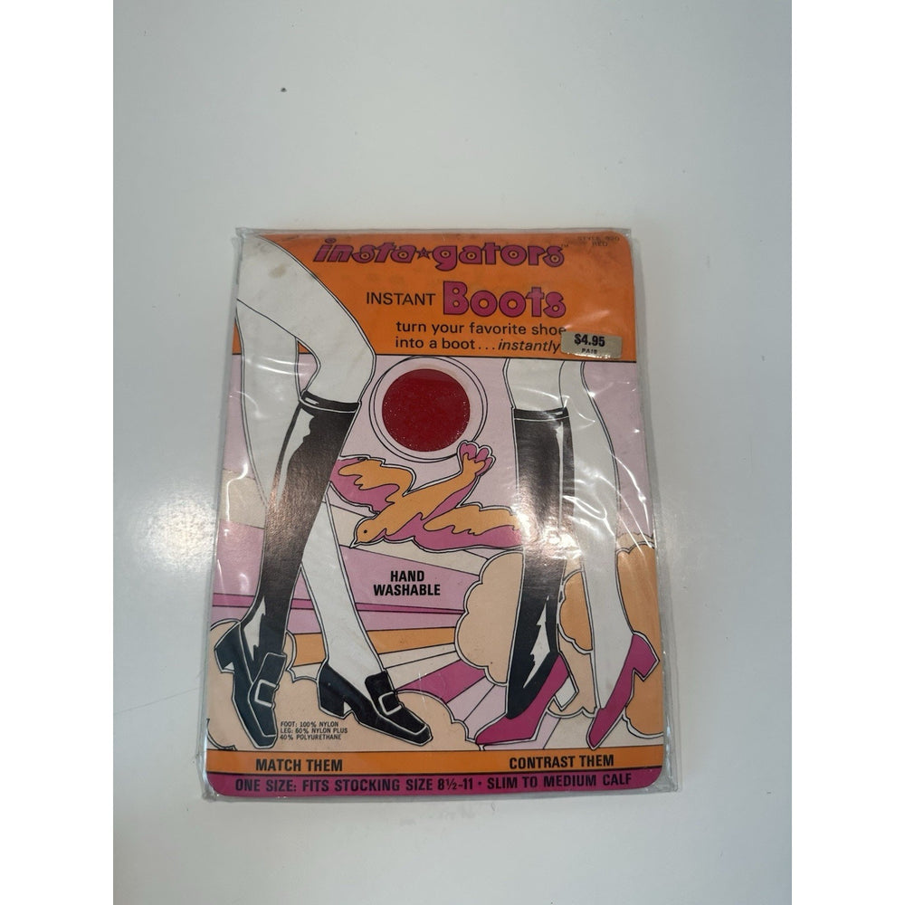 VINTAGE *NEW* Instagators Instant Boots - Stockings - Red Sz 8.5-11 Packaged Novelty Product Only