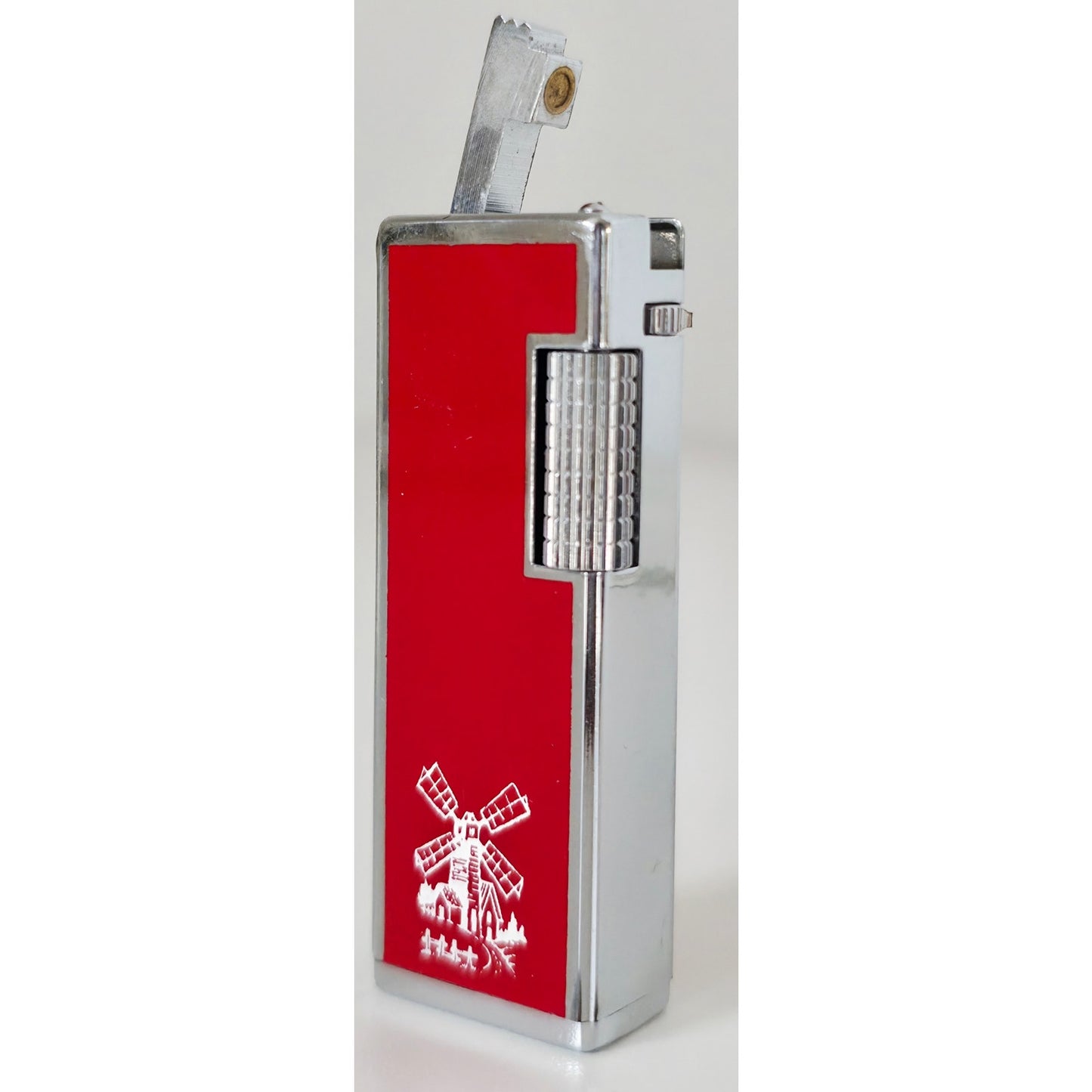VINTAGE *NEW* 1960's Supreme Red Gas Lighter with Windmill in Original Box USA