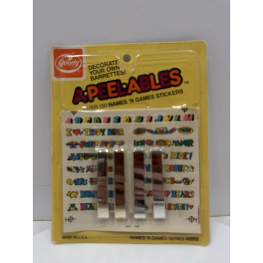 VINTAGE *NEW* 1984 Goody A*Peel*ables DIY Barrettes USA