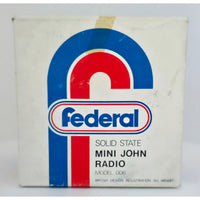 VINTAGE *NEW* 1970's Federal Solid State Mini John AM Toilet Radio Yellow