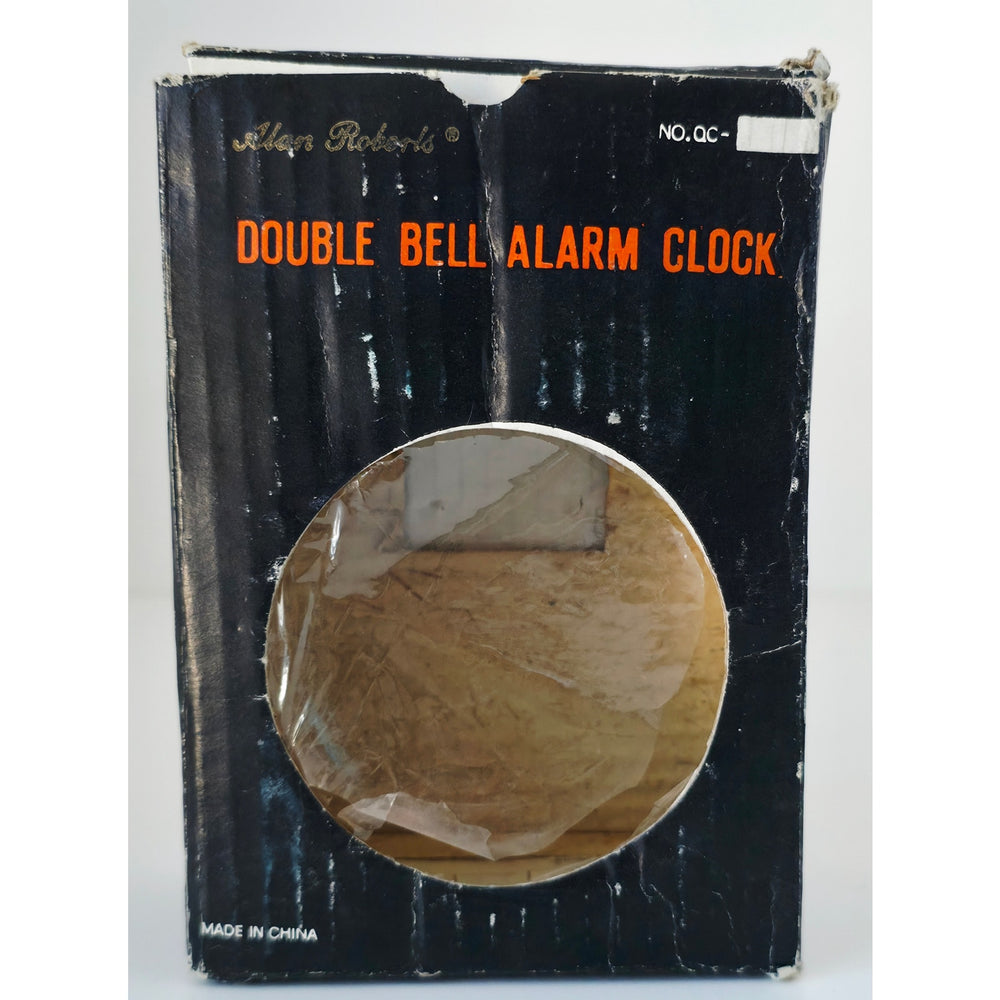 VINTAGE *NEW* 1970's Alan Roberts Double Bell Keywound Metal Alarm Clock Yellow