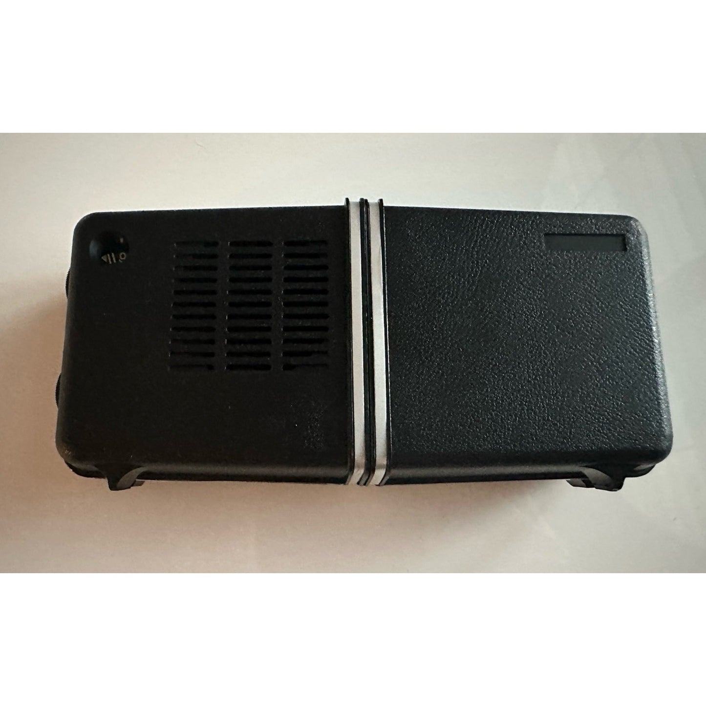 VINTAGE *NEW* 1960's/1970's Travel Clock Radio, Open/Shut Black Case