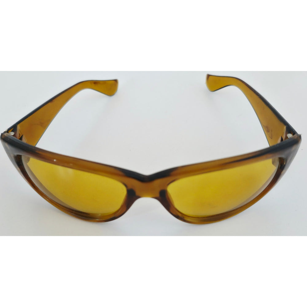 VINTAGE *NEW* 1970's Brown Oval Frame w/Yellow Tinted Lens Sunglasses