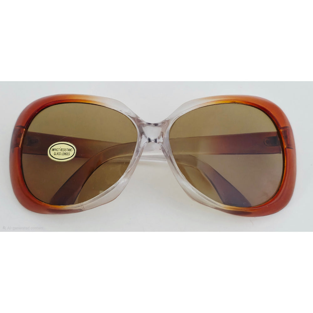 VINTAGE *NEW* 1970's Glam Brown Ombre Frame with Smoke Lens Oversize Sunglasses