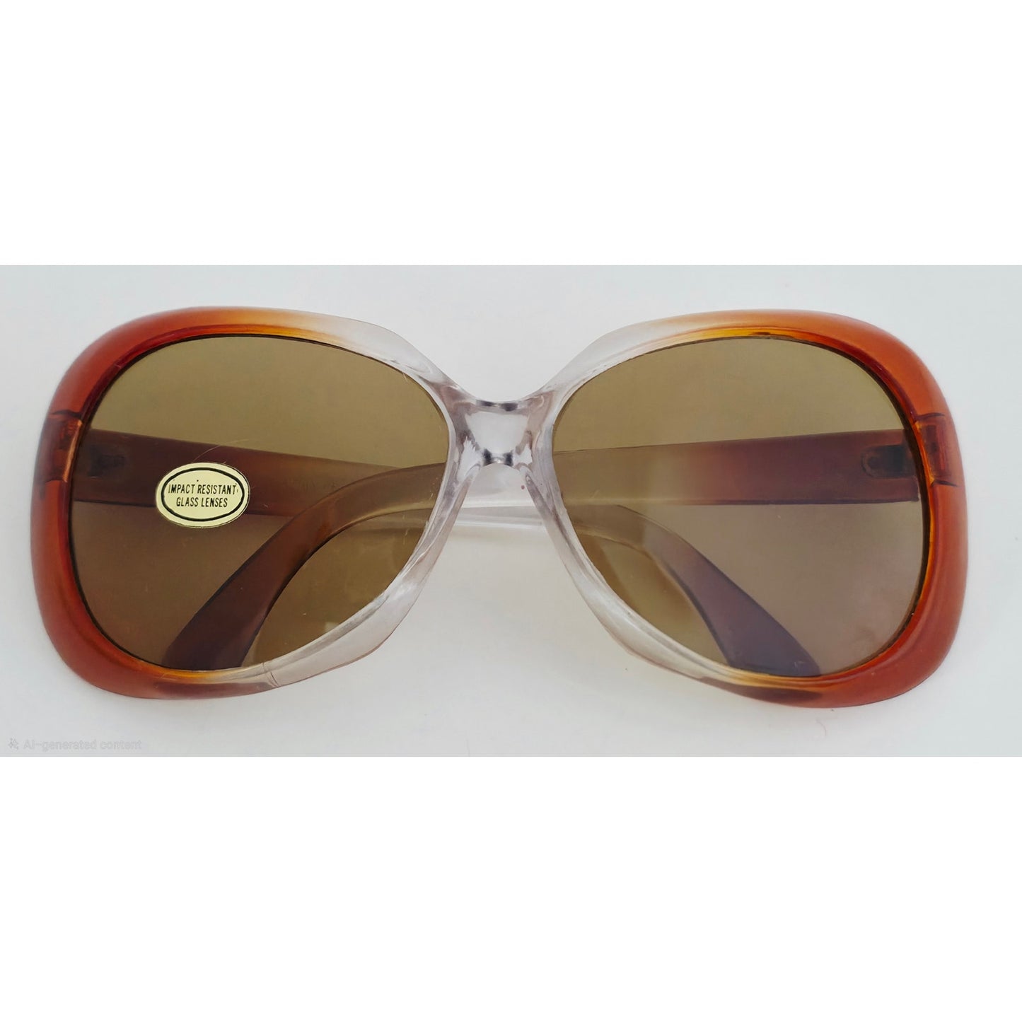 VINTAGE *NEW* 1970's Glam Brown Ombre Frame with Smoke Lens Oversize Sunglasses