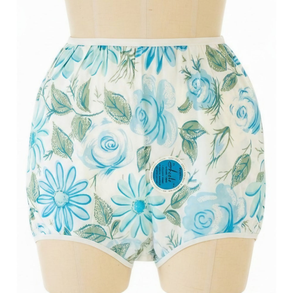 VINTAGE *NEW* 1960's Women's Blue Flower Print Panties Underwear Size 7 (L) USA