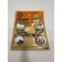 VINTAGE *NEW* 1975 Goody 6990 Twin Bead Ponytail Holders with Clowns Set of 2