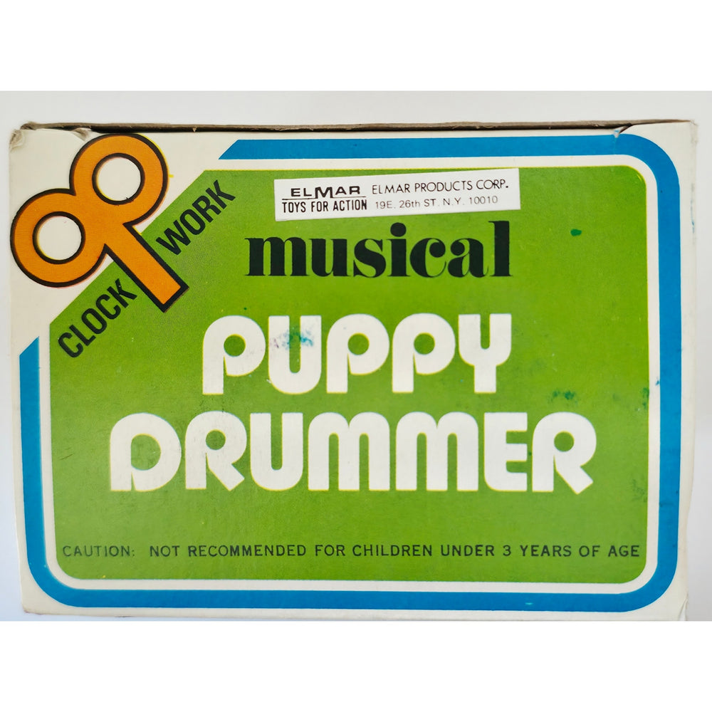VINTAGE *NEW* 1960's Puppy Drummer Wind-Up Toy by Elmar