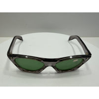 VINTAGE *NEW* 1970's Glam Unisex Sunglasses Gray Square Frame/Green Lens ITALY