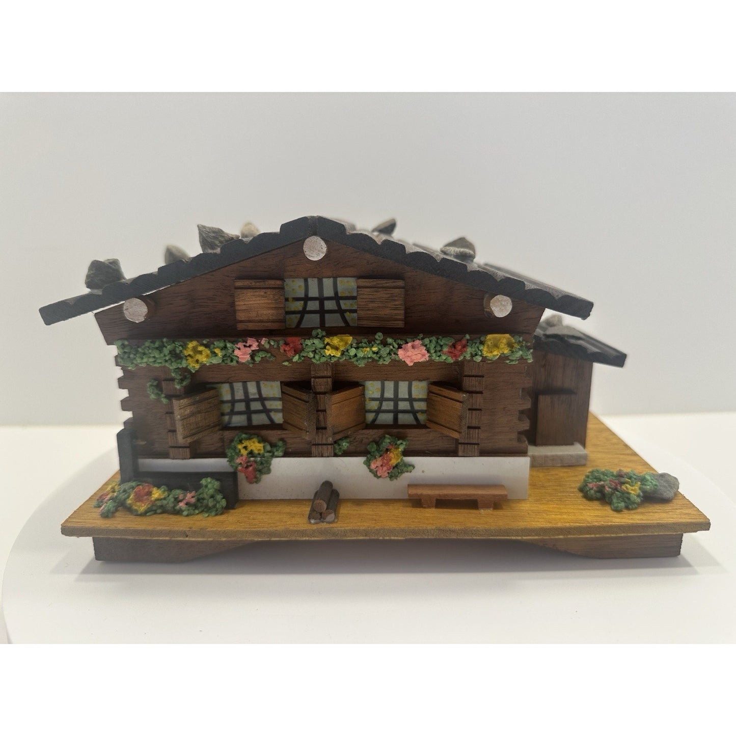 VINTAGE 1950's Swiss Chalet Wooden Music Box - Needs Lovin'