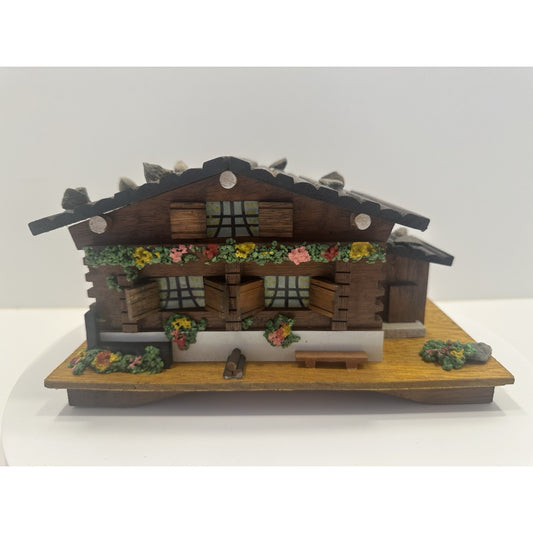VINTAGE 1950's Swiss Chalet Wooden Music Box - Needs Lovin'