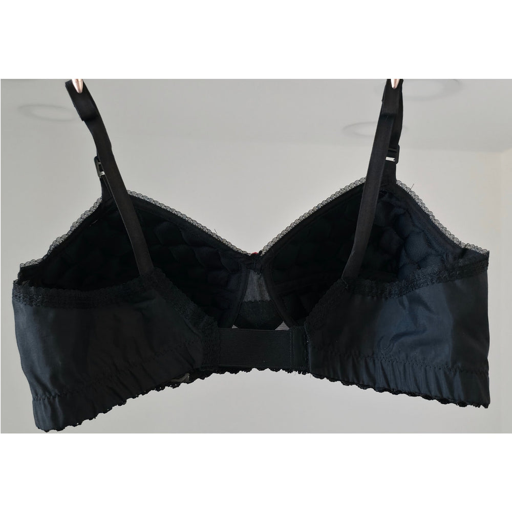 VINTAGE *NEW* 1960's KODEL Women's Black Padded Bullet Bra w/Flower Size 36 B