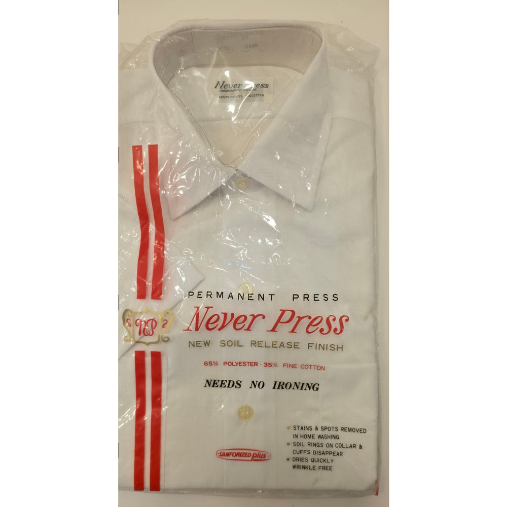 VINTAGE *NEW* 1960's Men's White Collared Shirt Poly/Cotton Blend No Iron Size 14 1/2