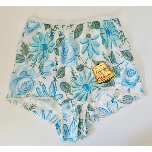 VINTAGE *NEW* 1960's Beaunit Women's Blue Flower Print Panties Size L