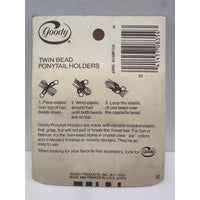 VINTAGE *NEW* 1975 Goody 6990 Twin Bead Ponytail Holders with Doll Art Set of 2