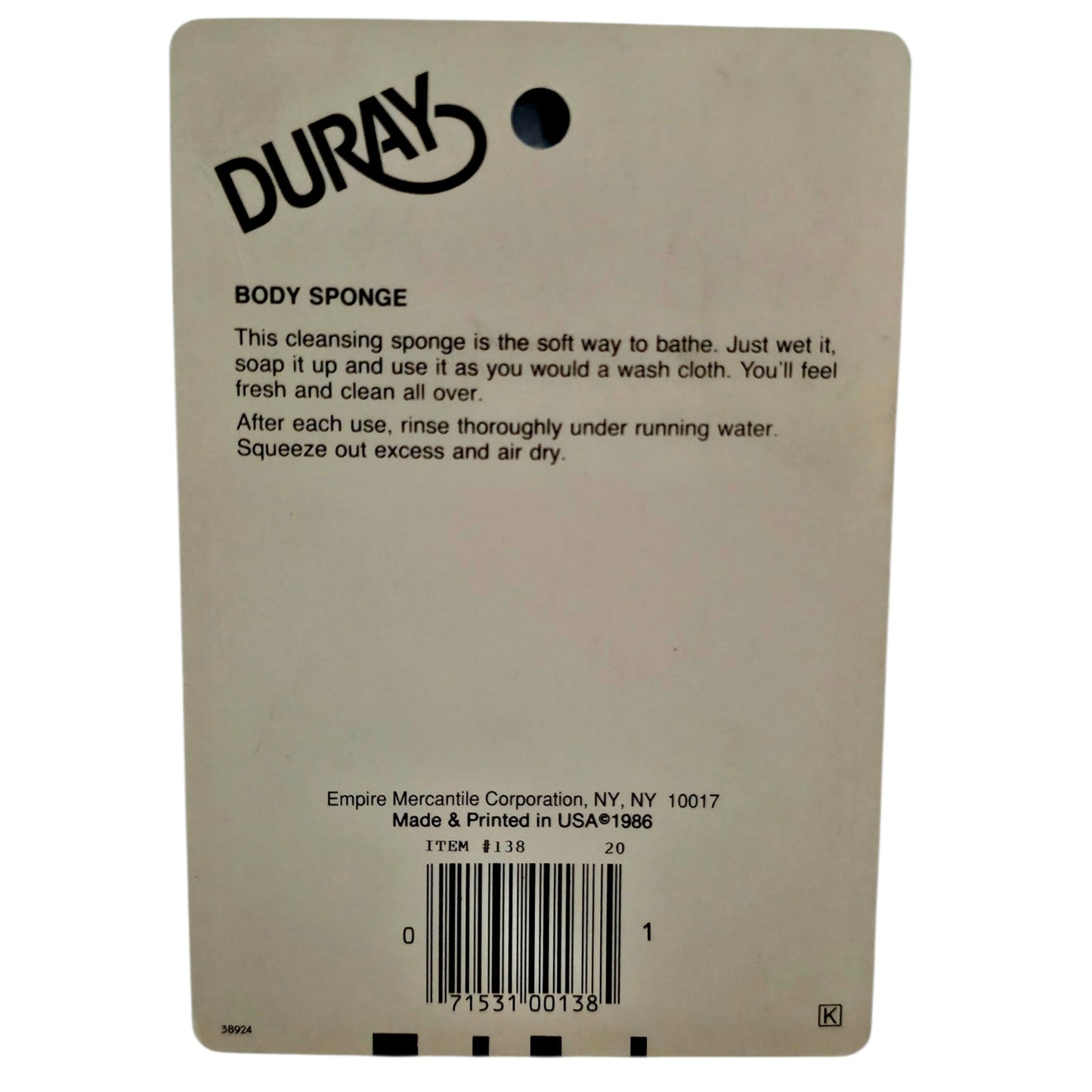 VINTAGE *NEW* Duray Red Body Sponge USA
