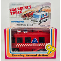 VINTAGE *NEW* 1960's Emergency Trucks Mercedes Van w/Real Siren Sound Set of 3