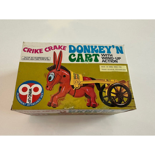 VINTAGE *NEW* Crike Crake Donkey 'n Cart With Wind Up Action Toy