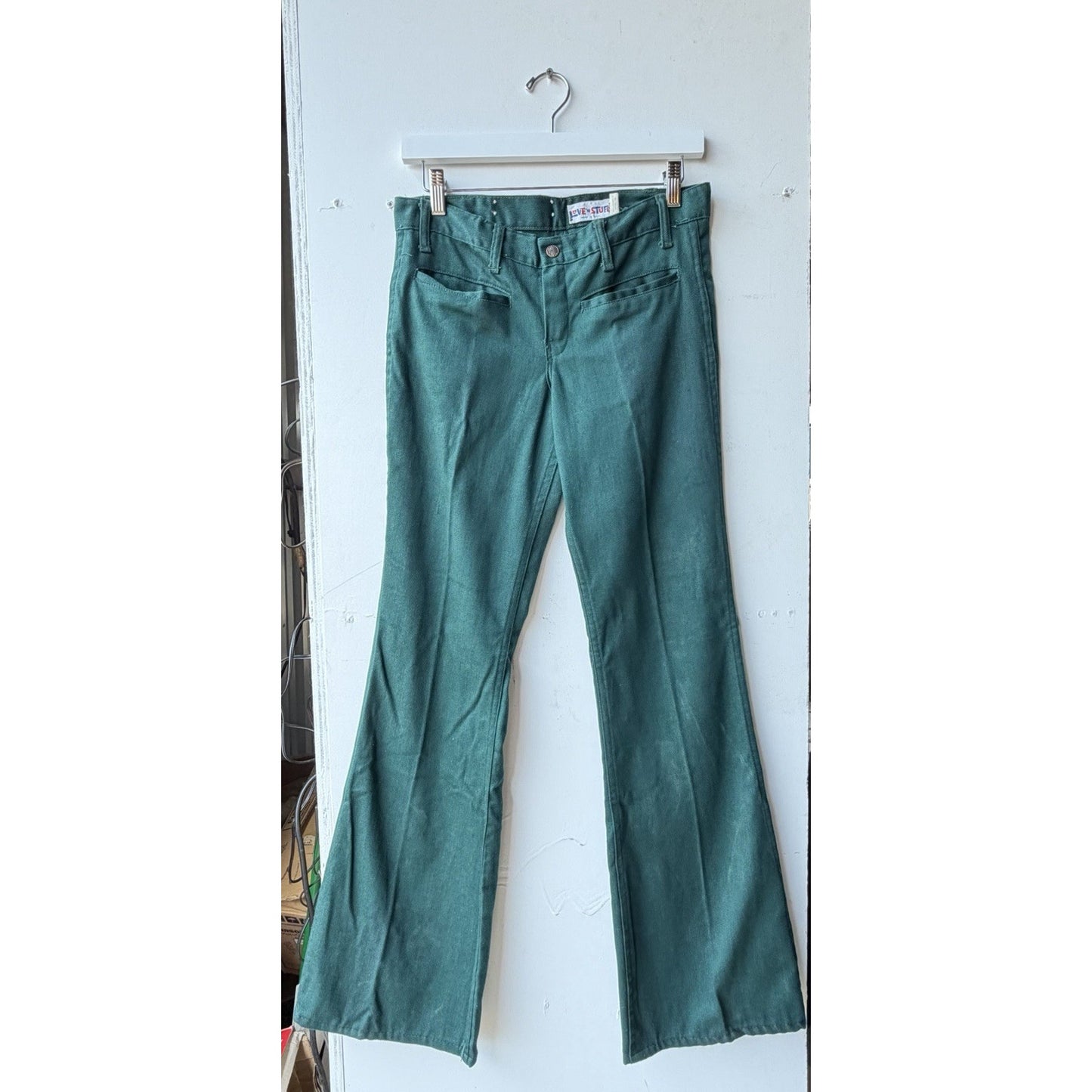 VINTAGE *NEW* 1960's Love N' Stuff Turquoise Twill Botton Pocket Pants Size 30