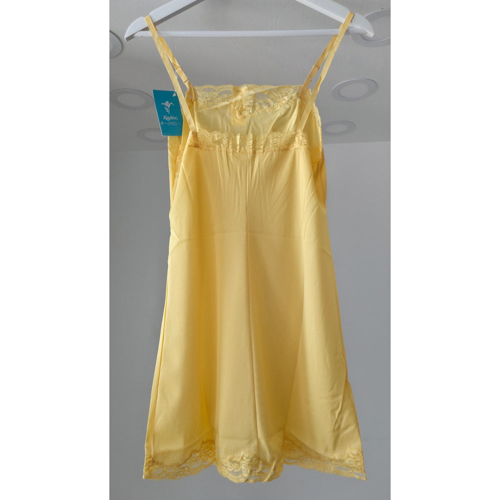 VINTAGE *NEW* 1960's Kayser Women's Yellow with Lace Trim Slip Dress Size 30