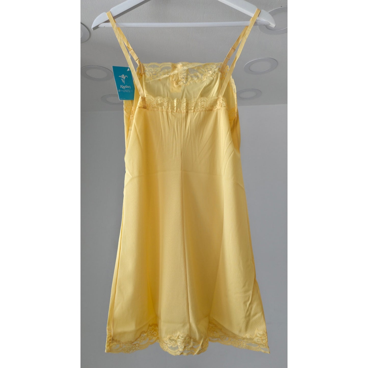 VINTAGE *NEW* 1960's Kayser Women's Yellow with Lace Trim Slip Dress Size 30