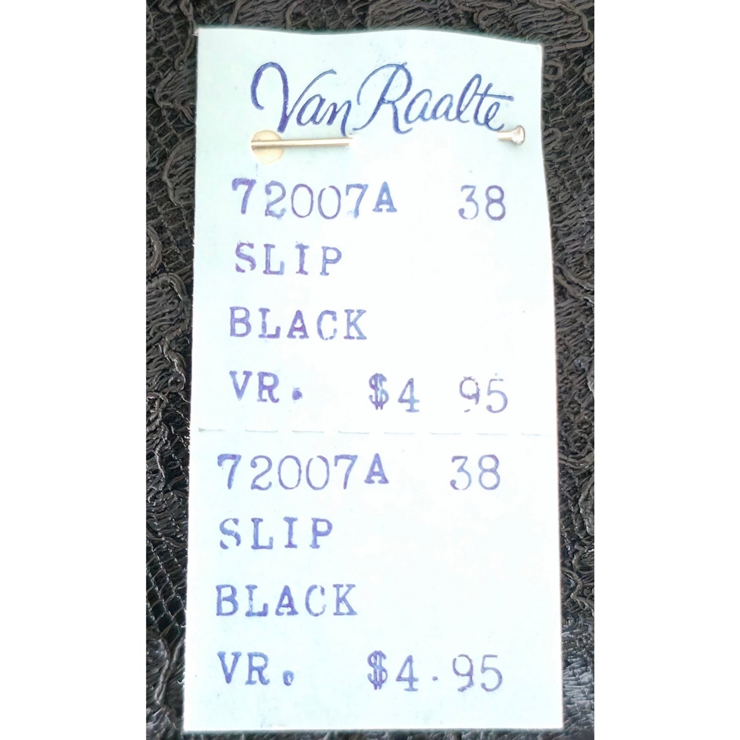 VINTAGE *NEW* 1960's Van Raalte Women's Black with Lace Trim Slip Dress Size 38
