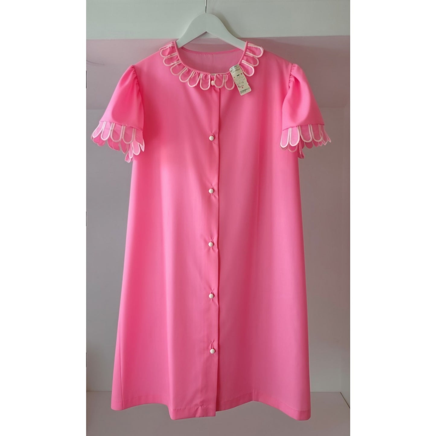 VINTAGE *NEW* 1960's Kayser Women's Hot Pink Button Down Dress Size S