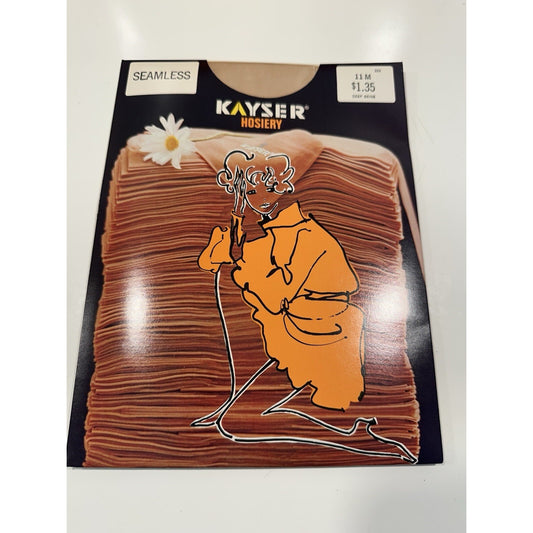 VINTAGE *NEW* Kayser Hosiery-Seamless-Deep Beige-Sz 11M One Pair