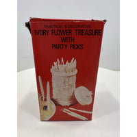 VINTAGE *NEW* 1970's Party Picks/Mini Forks in Ivory Cup
