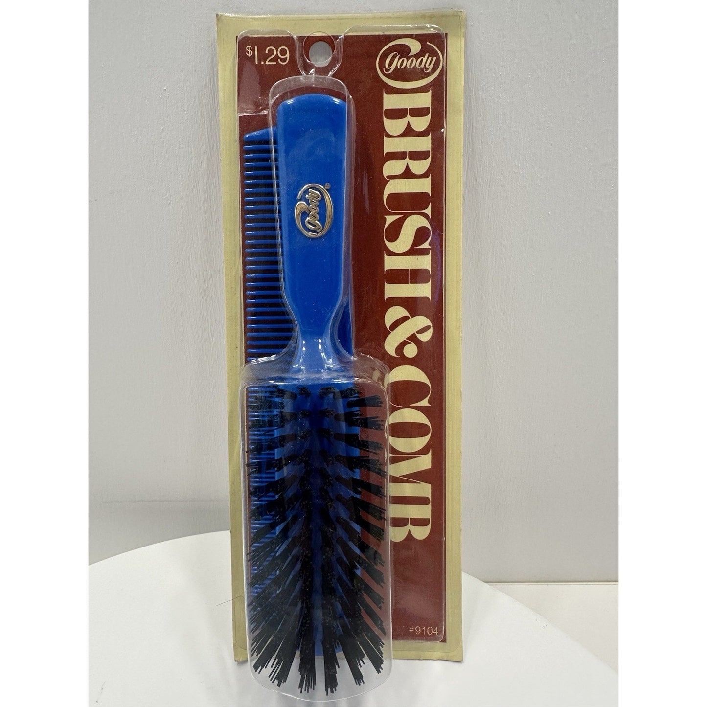 VINTAGE *NEW* 1975 Goody #9104 Brush & Comb Nylon Bristle Matching Set - Blue