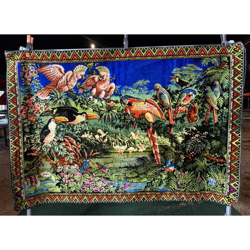 VINTAGE *PRISTINE* 1960's Bird Soirée Italian Velvet Tapestry