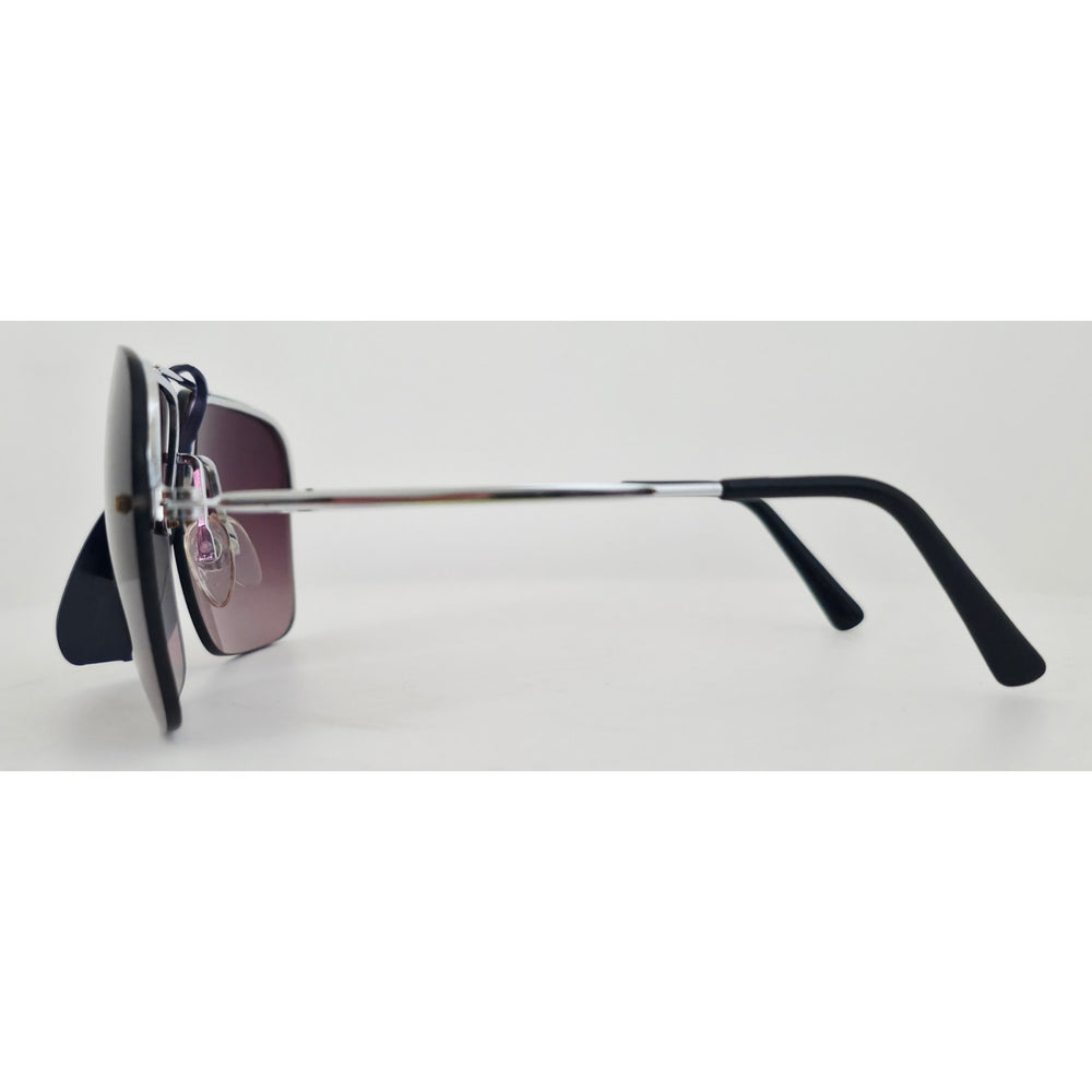 VINTAGE *NEW* 1970's Cobra Glam Unisex Sunglasses Silver Frame with Purple Lens