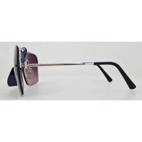 VINTAGE *NEW* 1970's Cobra Glam Unisex Sunglasses Silver Frame with Purple Lens