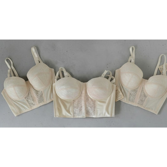 VINTAGE *NEW* 1960's Splendor Form Women's Cream Lace Bustier Bra 36B Lot of 3