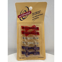 VINTAGE *NEW* 1970's Wil-hold 2922 Non-Slip Teeth Barrettes Rd/Wt/Bl - Pack of 6