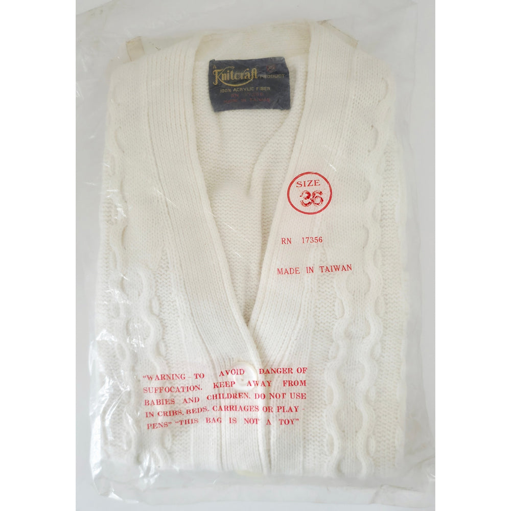 VINTAGE *NEW* 1970's Cream Women's Sweater Vest with Belt 100% Acrylic Size 36