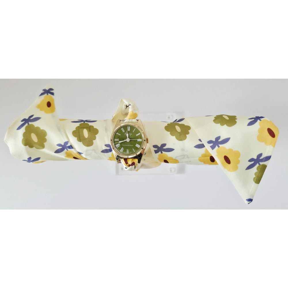 "Frozen In Time" 1960's Vintage Watch Face w/ Silk/Satin Tie Bracelet