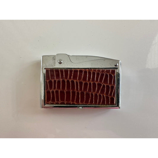 VINTAGE *NEW* 1950's Unique Brown Snake Skin Lighter Japan