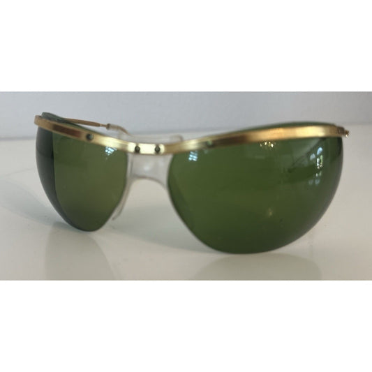 VINTAGE *NEW* 1970's Gold-Rim Green Lens with Clear Bridge Sunglasses