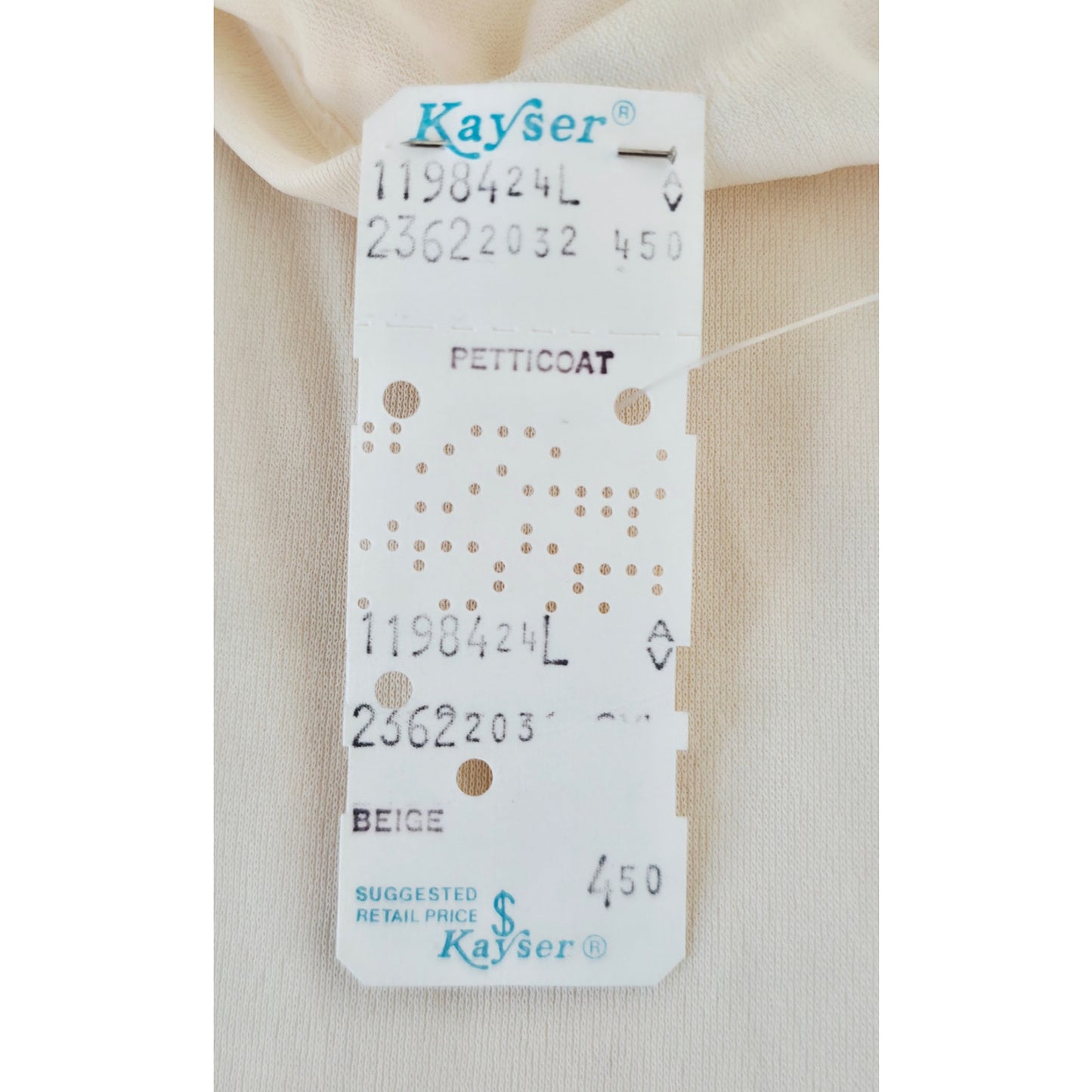 VINTAGE *NEW* 1960's Kayser Women's Beige Slip with Lace Trim Size L