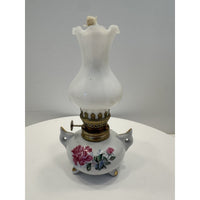 VINTAGE *NEW* 1970's Porcelain Oil Lamp with Flowers