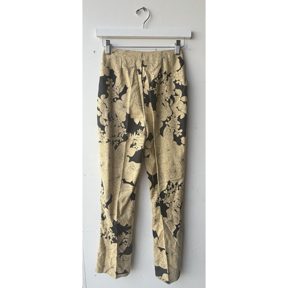 VINTAGE *NEW* 1960's Women's Fit & Flare Black/Cream Floral Pattern Pants Size 10