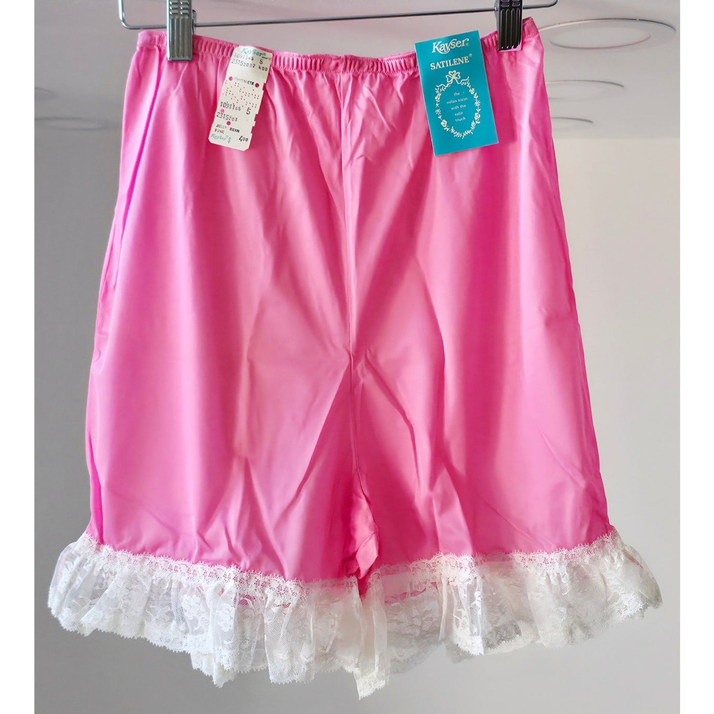 VINTAGE *NEW* 1960's Kayser Women's Pink w/White Lace Bloomers Panties Size S